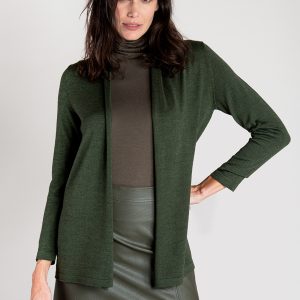 Cardigan Scivolato Lana, Seta e Cashmere – muschio
