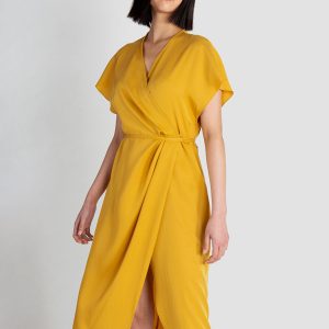 Abito a Portafoglio midi in Tencel – girasole