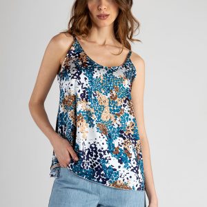 Top Spalline Sottili in Fantasia Astratta – Var BLU