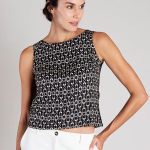 Top in viscosa stampa catene – nero