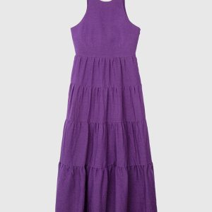 Abito Balze Viscosa e Lino – Viola