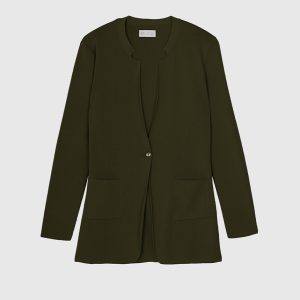 Blazer di Maglia in Viscosa Stretch – Militare