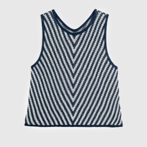 Top di Maglia Jacquard in Responsible Linen – Blu