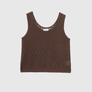 Top Traforato in Responsible Linen – Fondente