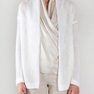 Cardigan Rete Luxury Alpaca – Bianco