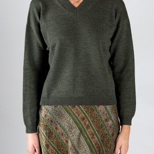 Maglia Scollo a ”V” Responsible Wool – Verde