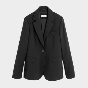 Blazer Monopetto in Tessuto tecnico – Nero