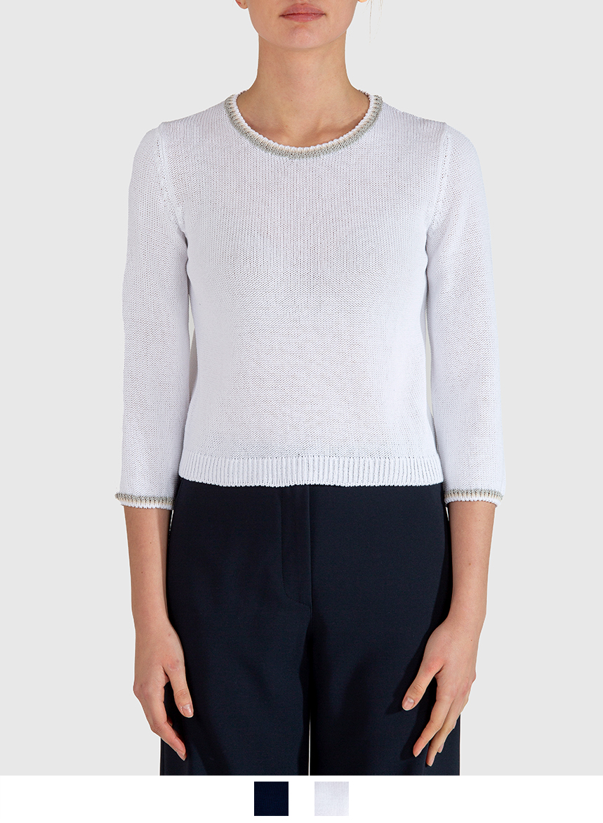 Maglia Girocollo in Cotone Biologico – Bianco - immagine 2