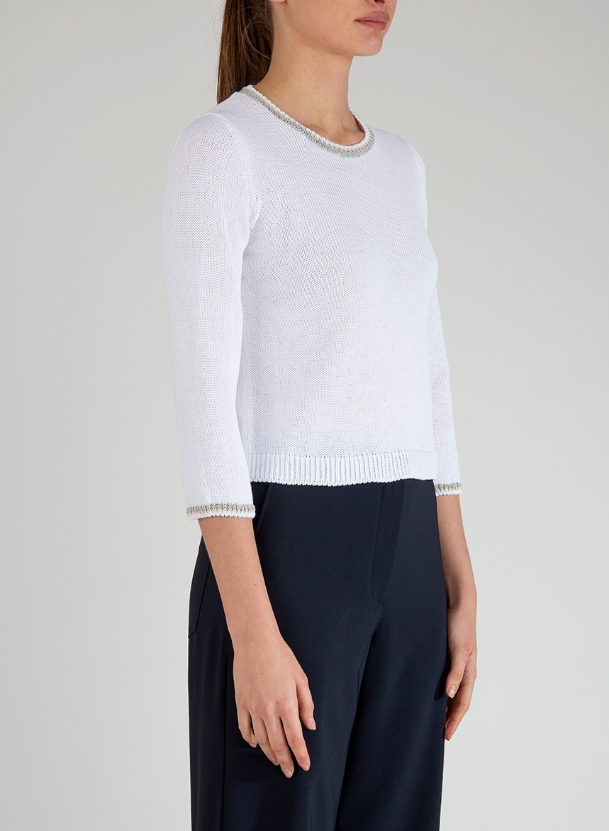 Maglia Girocollo in Cotone Biologico – Bianco - immagine 3