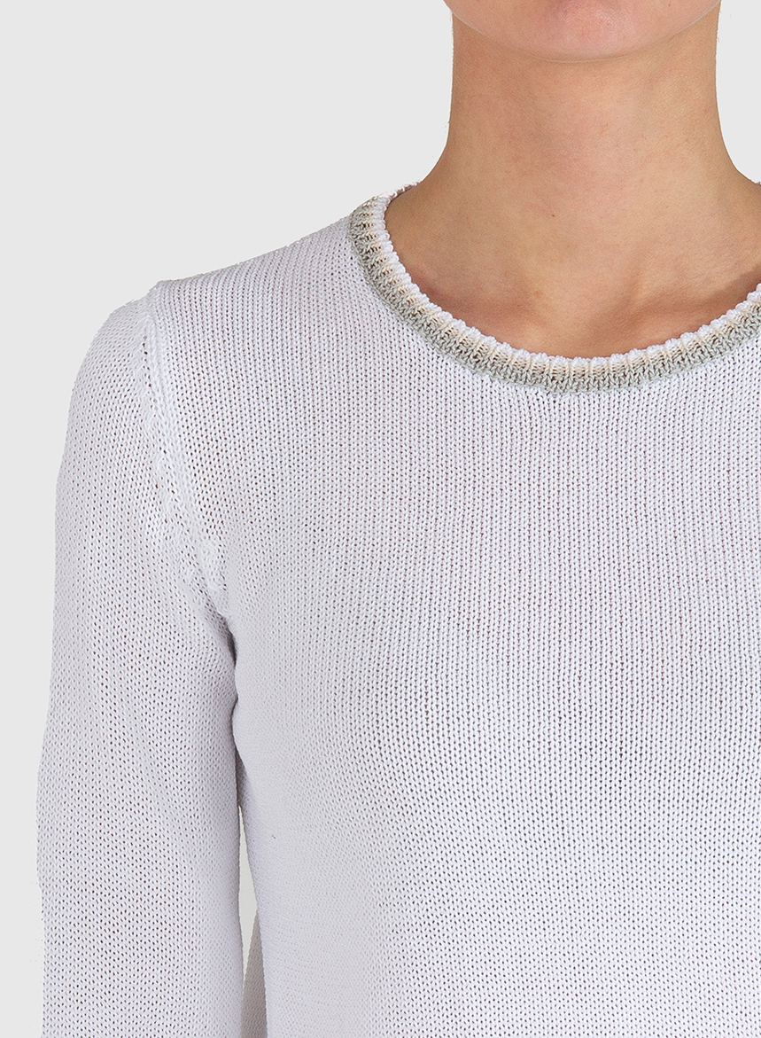 Maglia Girocollo in Cotone Biologico – Bianco - immagine 4
