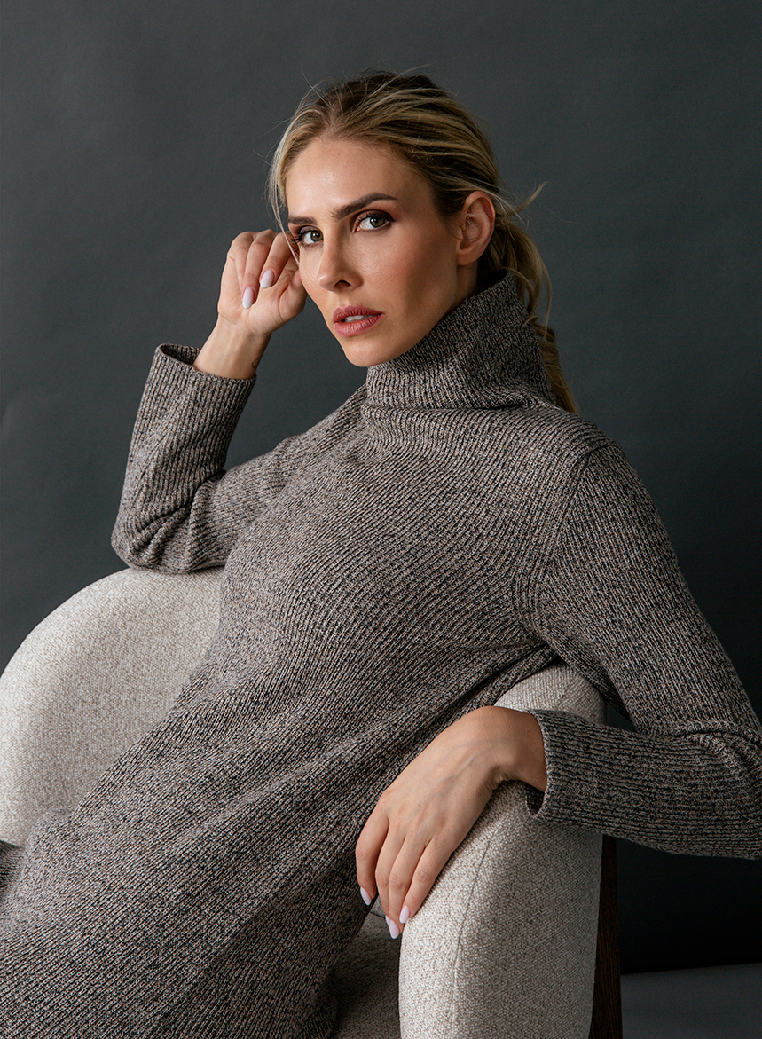 Abito di Maglia Collo Cratere Responsible Wool moulinè - immagine 5