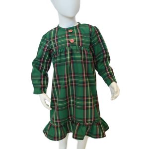 Abito bambina tartan verde