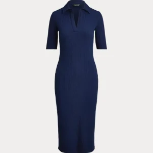 Lauren Ralph Lauren Abito polo a coste con maniche al gomito