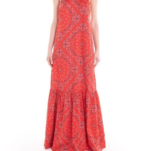 Abito a sottoveste con balza – bandana rossa