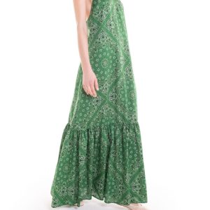 Abito a sottoveste con balza – bandana verde