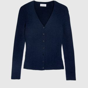 Cardigan Coste Lana Seta e Cashmere – Blu