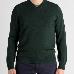 Maglione Uomo scollo V Lana Merinos – verdone
