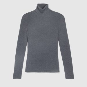 Maglia Dolcevita Coste Lana, Seta e Cashmere – Grigio