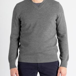 Maglione Uomo Scollo V Lavorato in Lana Merinos