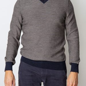 Maglione Uomo Scollo V Rigato in lana