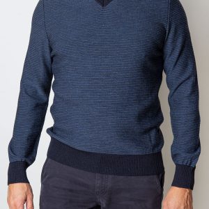Maglione Uomo Scollo V Rigato in lana