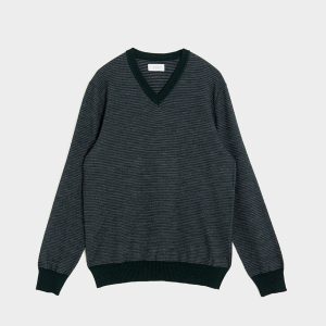 Maglione Uomo Scollo V Rigato in lana