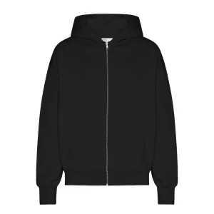 Organic Oversized Zip Hoodie - Deep Black