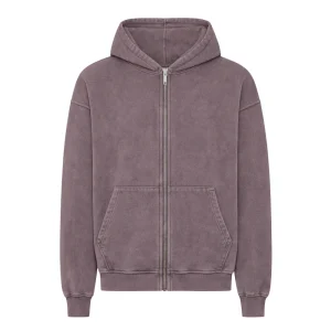 Organic Oversized Zip Hoodie - Faded Grape