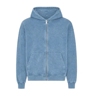 Organic Oversized Zip Hoodie - Faded Indigo