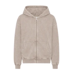 Organic Oversized Zip Hoodie - Faded Khaki