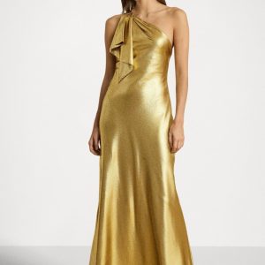 Lauren Ralph Lauren Abito monospalla in charmeuse metallizzato
