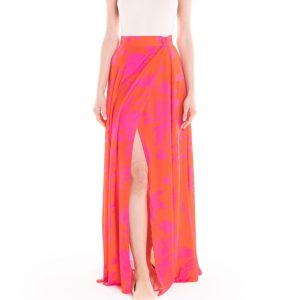 Gonna portafoglio a fiori arancio e fucsia