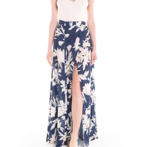 Gonna portafoglio a fiori blu e panna