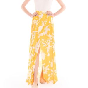 Gonna portafoglio a fiori giallo e panna