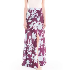 Gonna portafoglio a fiori celeste e bordeaux