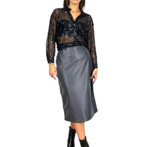 gonna matita simil pelle olio,grigio,marrone DIXIE