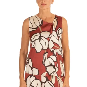 Diana  Gallesi TOP CON RIUGES IN RASO STAMPATO