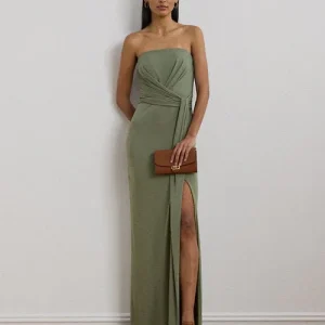 Lauren Ralph Lauren Abito senza spalline in jersey a pieghe