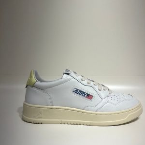 Autry Medalist Low Man Leather White Lime Yellow