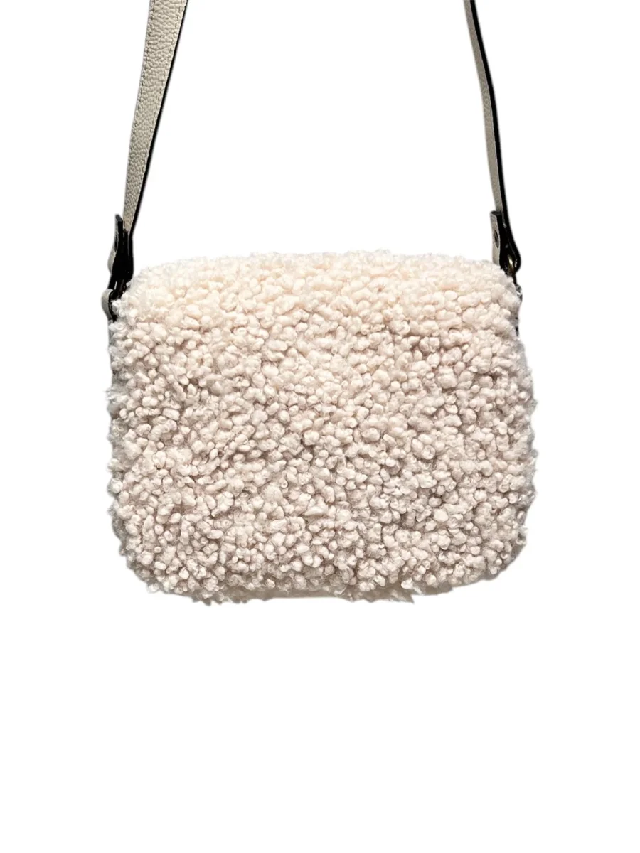 borsa patta teddy vera pelle nero,panna MYRA - immagine 7