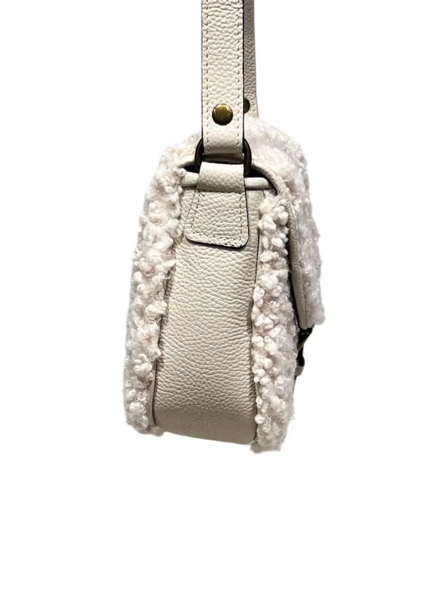 borsa patta teddy vera pelle nero,panna MYRA - immagine 8