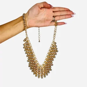 collana a maglia con perle oro MYRA