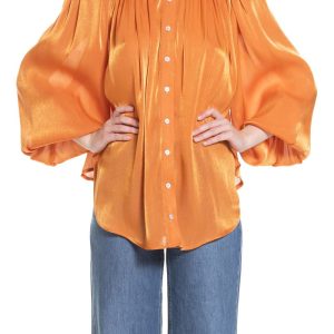 Camicia con maniche ampie Arancio