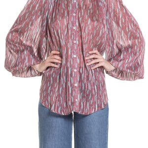 Camicia beachwear con maniche ampie Celeste e Rosso