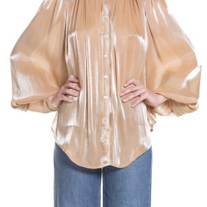 Camicia con maniche ampie Nocciola