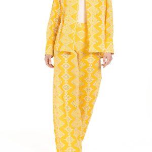 camicia over con  Ricamo Giallo