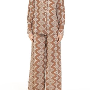 camicia over con Ricamo Marrone