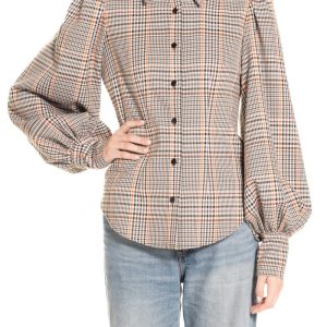 Camicia  Tartan Pied de Poule Marrone e Arancio