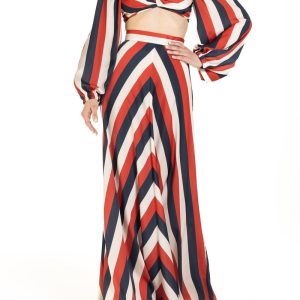 Crop top Riga Rosso Blu e Panna