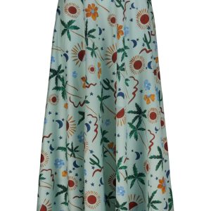 Gonna lunga a ruota semplice Fantasia Cactus